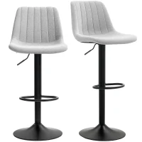 HOMCOM Set of Two Chenille-Feel Tub Bat Stools - Grey(m-11)