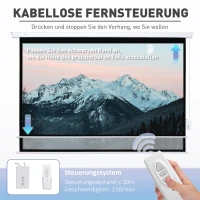 HOMCOM Projectiescherm 247 x 168 cm 100 Inch 16:9 HD 4K Elektrisch met Afstandsbediening, Wit(m-4)