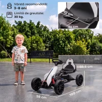 HOMCOM Go-Kart Electric Pentru Copii 3-8 Ani, 3-5 Km/h, Alb(m-3)
