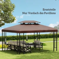 Outsunny Ersatzdach für Gartenpavillons 3x4m Polyester Kaffee(m-7)