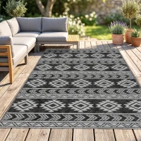 Outsunny Tapete de Exterior Reversível 182x274 cm Impermeável Anti-UV para Viagens em Caravana Preto e Cinzento(m-2)