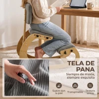 HOMCOM Silla de Rodillas Ergonómica con Respaldo Apoyo para Rodillas y Tapizado de Pana Gris(m-20)