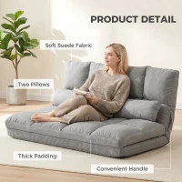HOMCOM Vloerstoel 2-in-1 vloerstoel bed met rugleuning 7 standen verstelbaar(m-6)