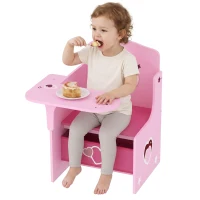 AIYAPLAY Kindertisch mit Stuhl 2-in-1 Integrierte Kindersitzgruppe mit Stauraum Platzsparend für Kinder 3-5 Jahren Rosa(m-12)