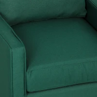 HOMCOM Accent Chair, Removable Pillow Linen Armchair with Comfy Spring Cushion for Living Room, Bedroom, Study, Dark Green(m-11)