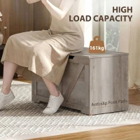 HOMCOM 127L Home Storage Box, with Safety Hinges - Grey Wood-Effect(m-7)