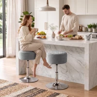 HOMCOM Bar Stool Adjustable Swivel Chair Velvet-Feel Seat 1 Piece, Grey(m-2)