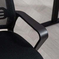 HOMCOM Ergonomischer Stuhl, Netzstoff, Schaumstoff, Metallbeine, Kufenbasis, Schwarz(m-9)
