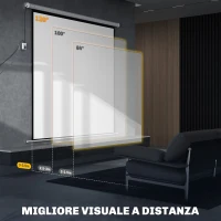 HOMCOM Telo Proiettore Motorizzato da 120" con Telecomando, in Plastica e Metallo, 236.5x8x236.5 cm, Bianco(m-6)