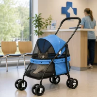PawHut Opvouwbare Hondenbuggy voor Herstellende Honden en Katten tot 10 kg Blauw/Zwart(m-11)