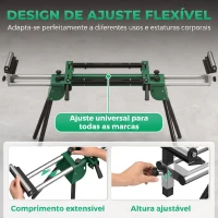 HOMCOM Suporte Dobrável Universal para Serra de Esquadria com 2 Roletes, Altura e Comprimento Ajustáveis, Carga 200 kg, Verde(m-5)