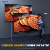 HOMCOM Beamer Leinwand mit Stativ 221 x 124 cm 100 Zoll 16:9 HD 4K Rollo-Leinwand(m-6)
