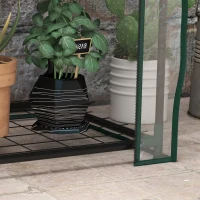 Outsunny Mini Serra da Giardino con Copertura in PE, 3 Ripiani e Porta Avvolgibile, 59x39x127 cm, Trasparente(m-8)