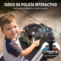 AIYAPLAY Coche Correpasillos de Policía para Niños de 18-36 Meses con Luz Música y Espacio de Almacenaje 65x29,5x36 cm Negro(m-4)