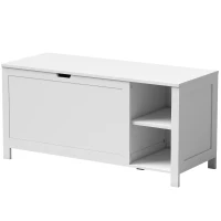 HOMCOM Bancă pentru pantofi cu raft interior reglabil și compartiment cu clapetă, bancă depozitare pentru pantofi, Alb(m-1)