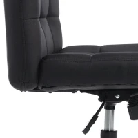HOMCOM Armless Office Chair, Cross Legged Linen Computer Desk Vanity Chair with Wide Seat, Rocking Function, Black(m-10)