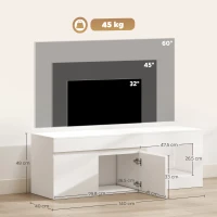 HOMCOM Mueble de TV Moderno para Salón con 2 Puertas Estante Abierto para Televisión 60 Pulgadas 140x40x48 cm Blanco(m-3)