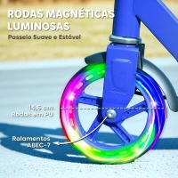AIYAPLAY Trotinete Infantil Dobrável 3-8 Anos com 2 Rodas, Luzes, Guiador Ajustável em 4 Alturas e Travão Duplo, Azul(m-5)