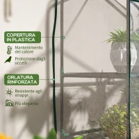 Outsunny Mini Serra da Giardino con Copertura in PE, 3 Ripiani e Porta Avvolgibile, 59x39x127 cm, Trasparente(m-4)