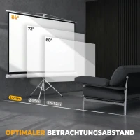 HOMCOM Beamer Leinwand mit Stativ 186 x 105 cm 84 Zoll 16:9 HD 4K Rollo-Leinwand(m-7)