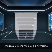 HOMCOM Telo Proiettore da 84 Pollici 4K HD Formato 4:3 con Treppiede Pieghevole e Altezza Regolabile, Schermo per Proiettore Portatile, Grandangolo di 160 Gradi, per Casa Home Cinema Esterno, Bianco(m-7)