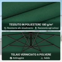 Outsunny Ombrellone da Giardino 3x2.5 m, Inclinabile con Base a Croce e Manovella, in Acciaio e Poliestere(m-7)