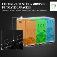 HOMCOM Coș de Gunoi cu 3 Compartimente 10L pentru Bucătărie, Cu Pedale și Capace cu Închidere Silențioasă, Oțel Inoxidabil și PP, 49.6x34.5x38.6 cm, Argintiu(m-5)