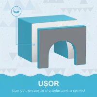 HOMCOM 7 Blocuri de Construcție Moi pentru Copii 12-36 de Luni Pu și Epe, Albastru și Gri(m-7)