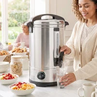 HOMCOM 6.5L Catering Urn, 1500W Stainless Steel Hot Water Boiler Dispenser with Thermostat, Keep Warm Function & Easy Pour Tap(m-14)