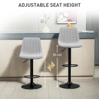HOMCOM Set of Two Chenille-Feel Tub Bat Stools - Grey(m-5)