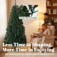 HOMCOM Árvore de Natal Artificial 200 cm com 1000 Ramos, Base Dobrável, Design por Secções e Montagem Fácil, Verde(m-6)
