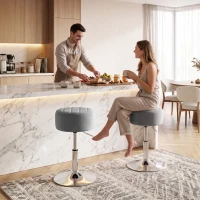 HOMCOM Bar Stool Adjustable Swivel Chair Velvet-Feel Seat 1 Piece, Grey(m-14)