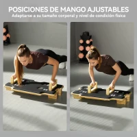 SPORTNOW Pilates Reformer Multifuncional con Bandas de Resistencia Asas para Casa Gimnasio Natural(m-5)