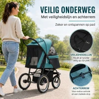 PawHut  Hondenbuggy voor Kleine en Middelgrote Oudere Honden tot 20 kg, Inklapbaar, Donkergroen, 111 x 58 x 107 cm(m-7)