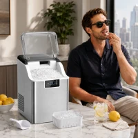 HOMCOM IJsblokjesmachine, ijsdispenser, Ice-Maker, 20 kg/24 uur ijsmaker met 2,1 L watertank, zilver(m-10)