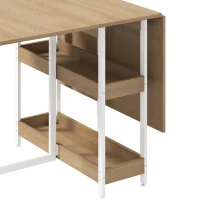 HOMCOM Four-Person Drop Leaf Table - Natural Wood-Effect(m-12)