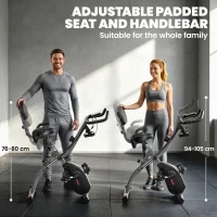 SPORTNOW 4-In-1 Folding Exercise Bike with Resistance Bands, Bluetooth App, 8-Level Magnetic Resistance, LCD Display, Black(m-7)