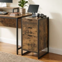 HOMCOM 3 Drawer Chest of Drawers, Industrial Bedside Cabinet with Metal Frame and Runner, Small Storage Unit for Bedroom, Living Room or Office, 39 x 40 x 76.5 cm, Rustic Brown(m-8)