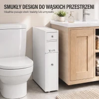 HOMCOM Wąska szafka łazienkowa stojąca z 2 szufladami, Biały(m-4)