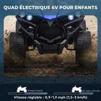 AIYAPLAY Quad Électrique Enfant 6V, Voiture Électrique Enfants ATV, Musique et Phares LED, 18-56 Mois, 70x42x45cm, Bleu(m-4)