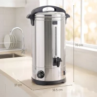 HOMCOM 24L Catering Urn, 2500W Stainless Steel Hot Water Boiler Dispenser with Thermostat, Keep Warm Function and Easy Pour Tap(m-3)