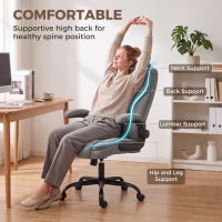 HOMCOM Office Chair, Ergonomic Desk Chair with Flip-up Armrest, Pocket Springs, Swivel Wheels, Adjustable Height, Dark Grey(m-5)