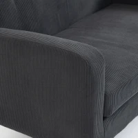HOMCOM 2 Seater Sofa, 118 cm Corduroy Small Loveseat with Spring Cushion, Wood Legs for Small Space, Living Room, Dark Grey(m-11)