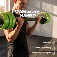 SPORTNOW 30kg 6-In-One Adjustable Weight Dumbbells Set, Barbell, Kettlebell, Push Up Stand - Green(m-6)