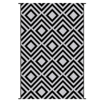 Outsunny Reversible Outdoor Rug, Plastic Straw Mat w/ Carry Bag Ground Stakes for Garden RV Picnic Beach Camping 182x274cm Black
