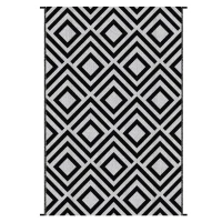 Outsunny Reversible Outdoor Rug, Plastic Straw Mat w/ Carry Bag Ground Stakes for Garden RV Picnic Beach Camping 182x274cm Black(m-1)