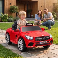 AIYAPLAY Coche Eléctrico para Niños Mercedes-Benz SL500 12V con Mando a Distancia 2,4 G 2 Motores Suspensión Arranque Suave Rojo(m-2)