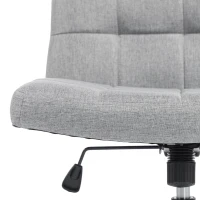 HOMCOM Armless Office Chair, Cross Legged Linen Computer Desk Vanity Chair with Wide Seat, Rocking Function, Grey(m-13)
