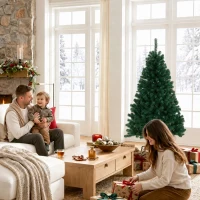 HOMCOM 5ft Artificial Christmas Tree, Fir Hinged Xmas Tree with 420 Branch Tips, Foldable Steel Stand, Green(m-9)