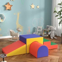 HOMCOM 4 Blocuri Construcție Modulare Moi Copii Vârste Cuprinse Între 1-3 Ani(m-9)